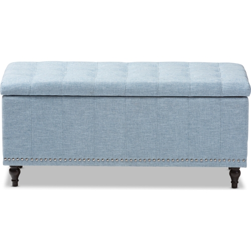 Kaylee Storage Ottoman Bench in Tufted Light Blue Fabric